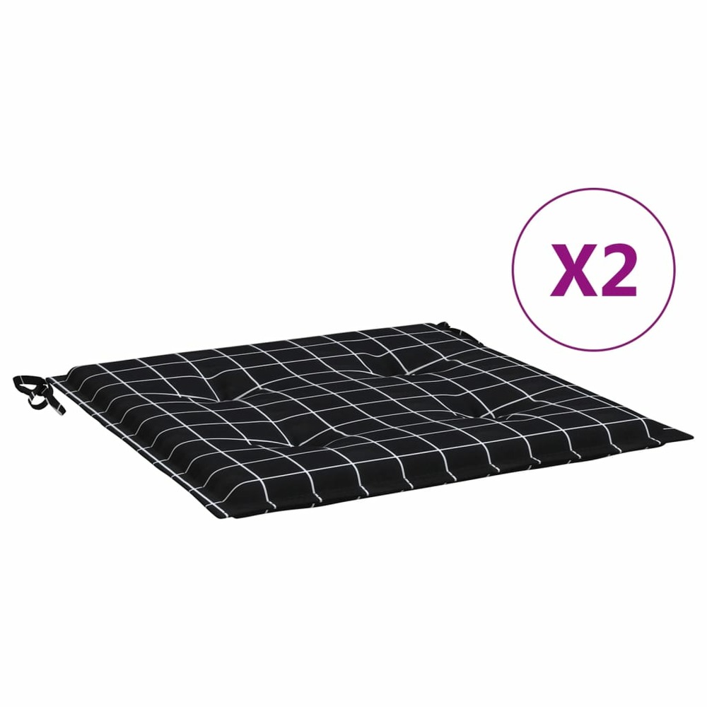 Coussins de chaise de jardin lot de 2 motif à carreaux noir