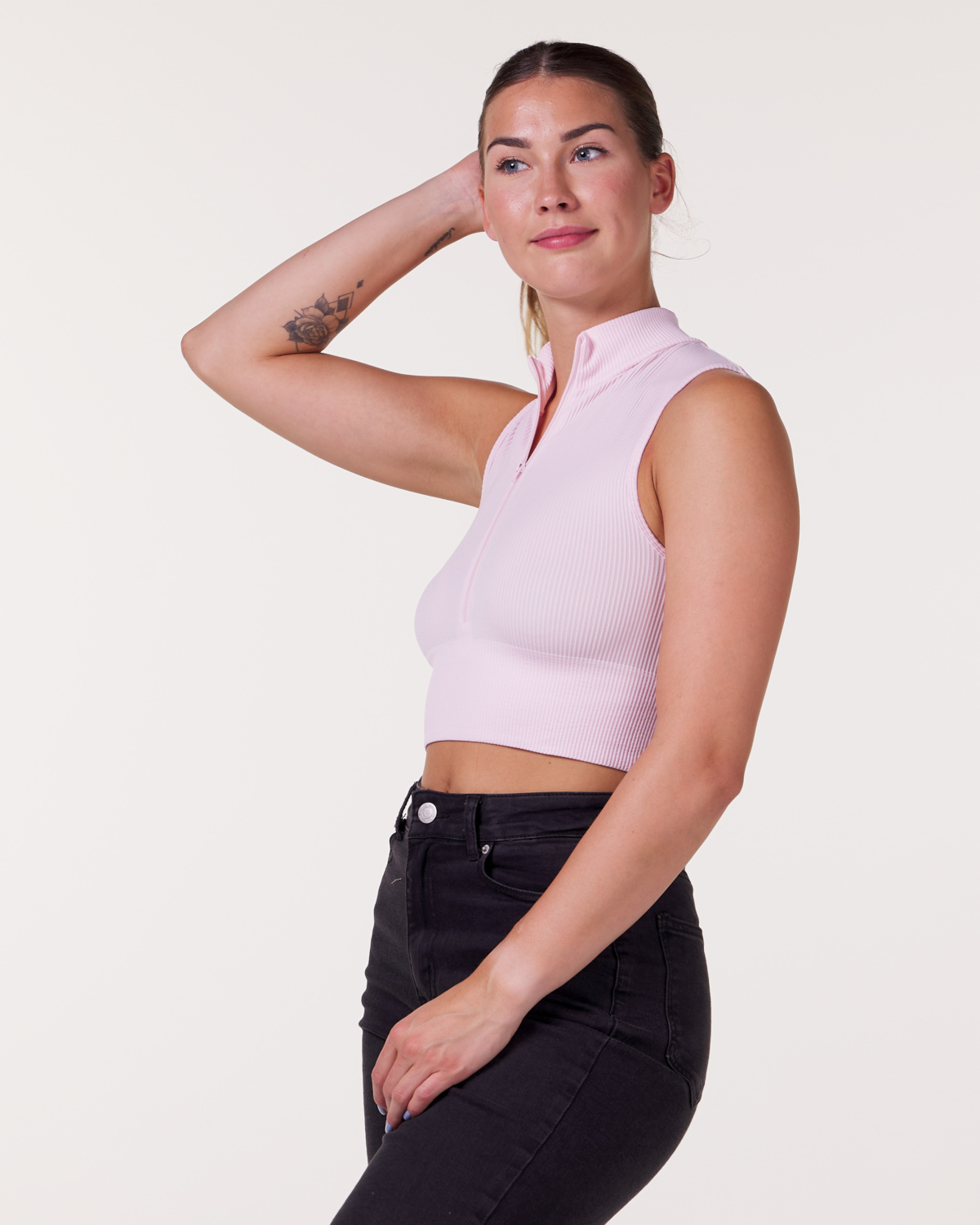 Bumpro Everyday Rib Crop Zip Pink
