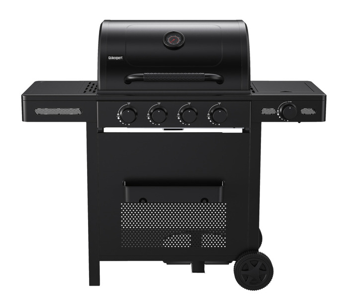 Gasgrill 4 brændere og sidebrænder sort - Grillexpert