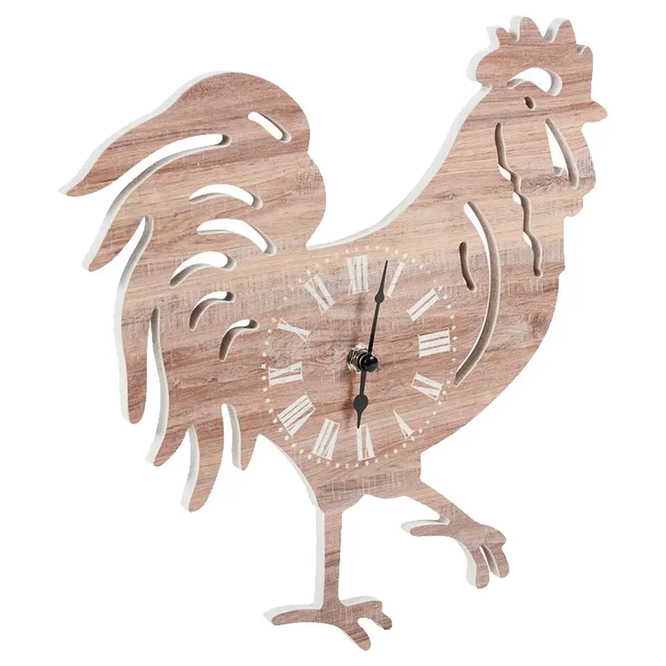 Ostaria Wandklok/muur klok Rooper - kip/haan - D30 cm - MDF