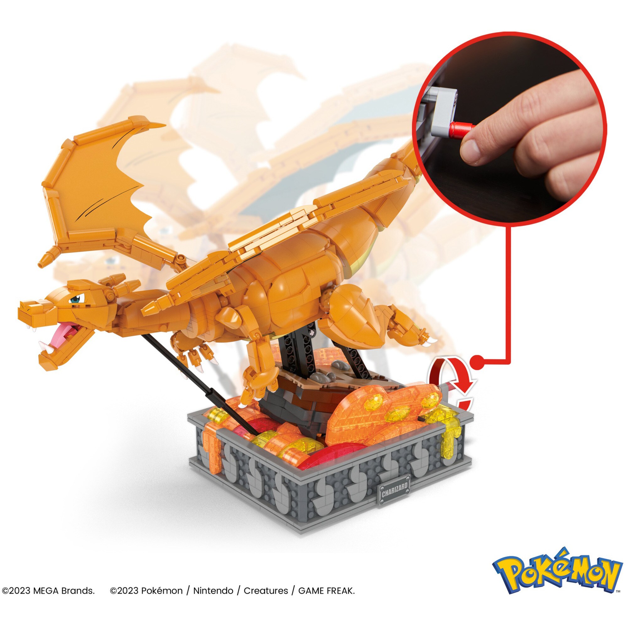 Mattel Konstruktionsspielzeug MEGA Pokémon Motion Glurak bewegliches Bauset