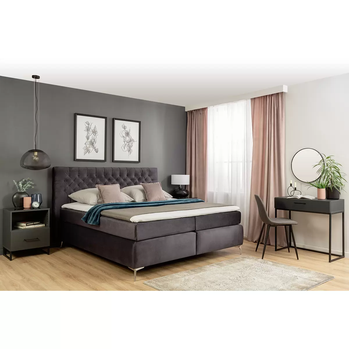 Boxspringbett Oftringen 180 x 200 Schwarz