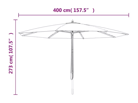 Parasol de jardin avec mât en bois sable 400x273 cm