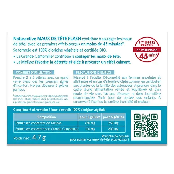 Naturactive Maux de Tete Flash Bio 14 gelules