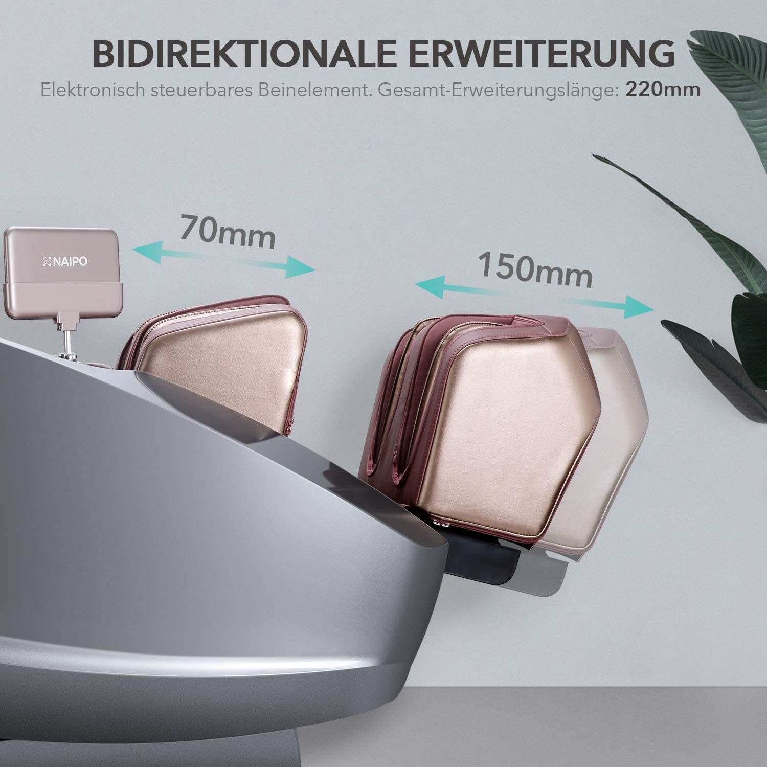 NAIPOMassagesessel mit Aufbauservice Shiatsu Massage Stuhl Zero Gravity für Ganzkörper, mit Heizung, SL Track, Klopfen, Kneten, Luft-Massage-System, Bluetooth 3D Surround Sound Musik - MGC-8900WG