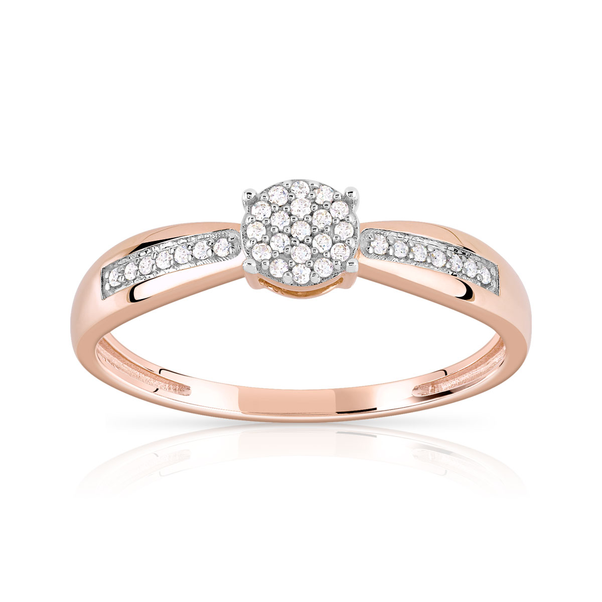 Bague or 375 rose 2 tons diamants