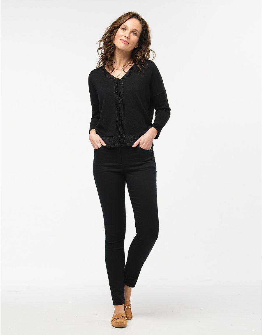 Pull chic noir irisé