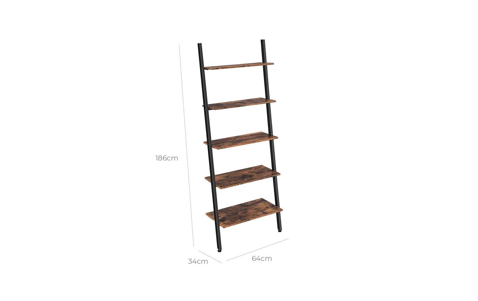 Leiter-Regal mit 5 Sprossen Braun/Schwarz<br>Leiter-Regal
