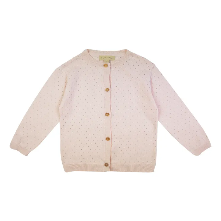 La Petite Collection Cardigan Coton Recyclé Ajouré | Rose pâle