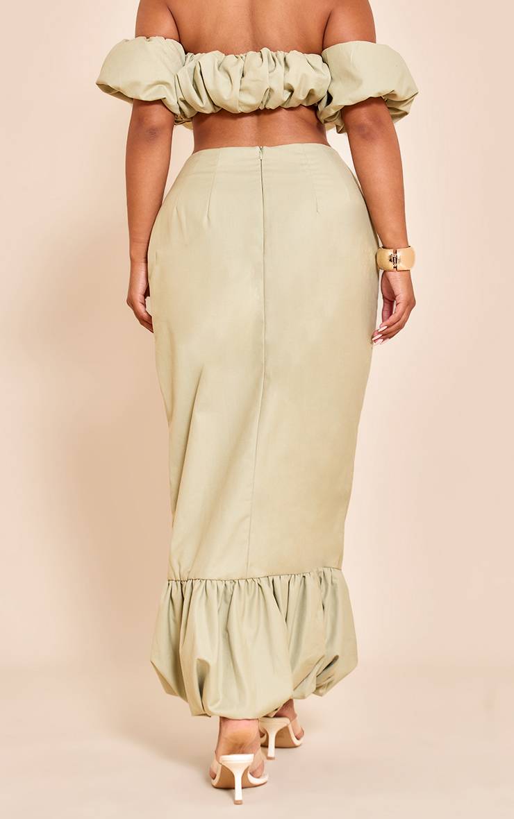 Pale Lime Jupe Maxi Bouffante À Ourlet Tombant En Tissu Tissé Shape