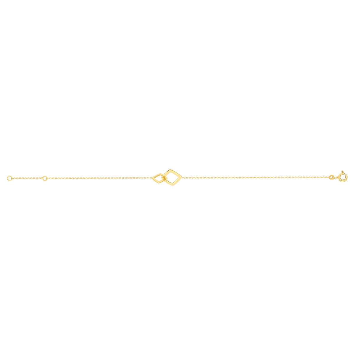 Bracelet or jaune 375 18 cm motif carrés entrelacés