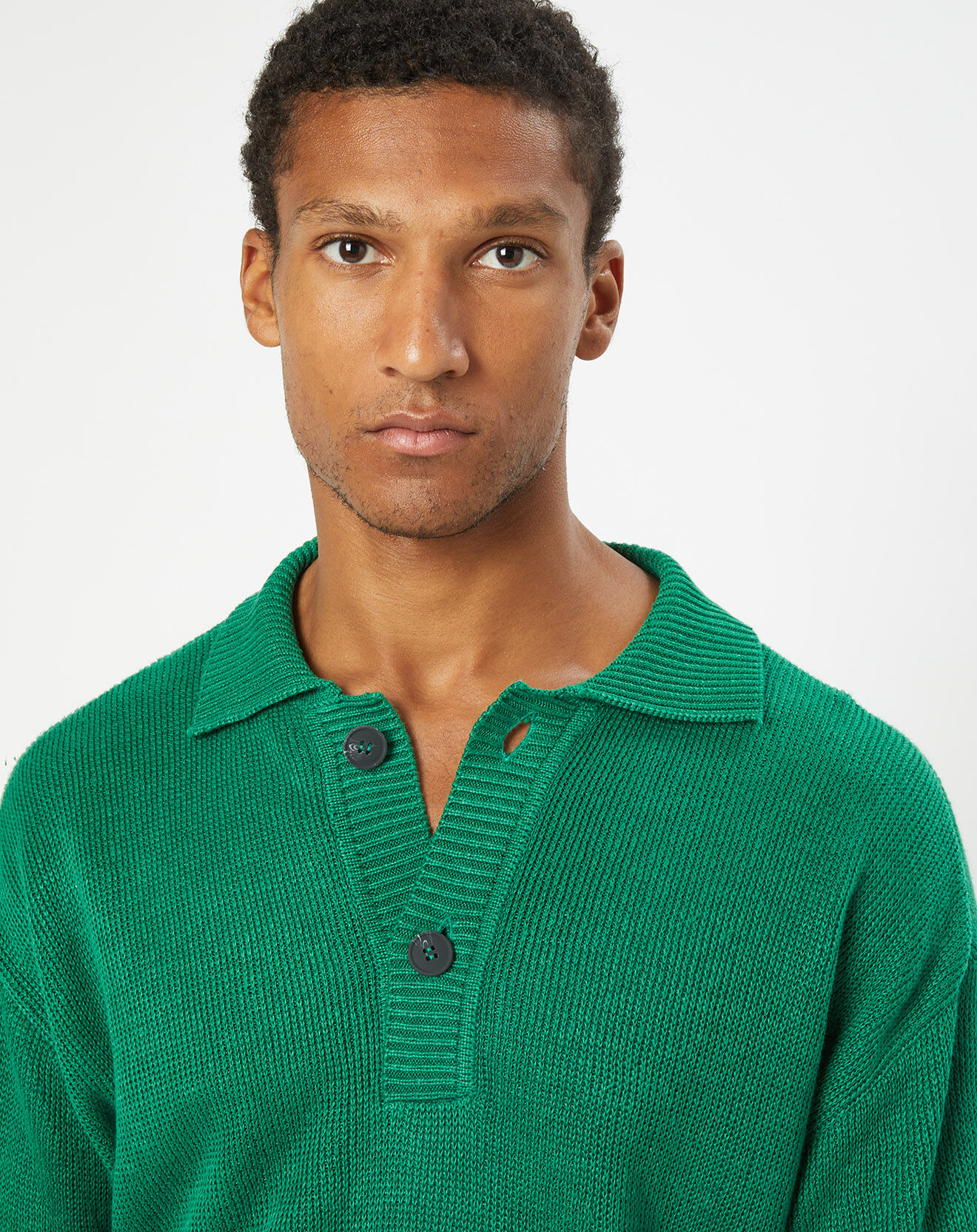 Marc O'Polo Polo 100% Lin manches courtes Maille vert emeraude
