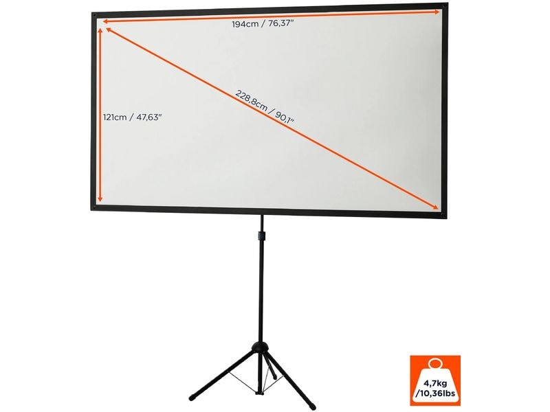 Celexon Stativleinwand Ultra-Lightweight 194 x 121 cm 16:10 Beamer Leinwand Stativ Ultra-lightweight