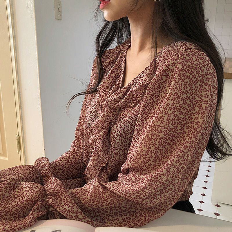 Brigitte - Blouse met lange mouwen en ballonmotief met bloemenprint