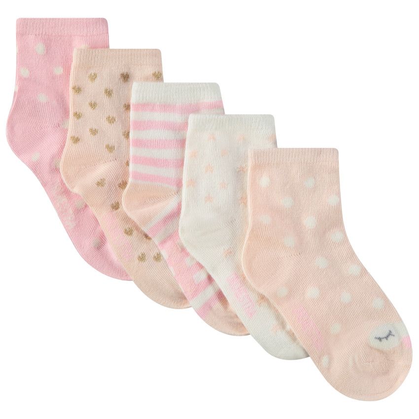 Lot de 5 paires de chaussettes animaux pour fille - Rose