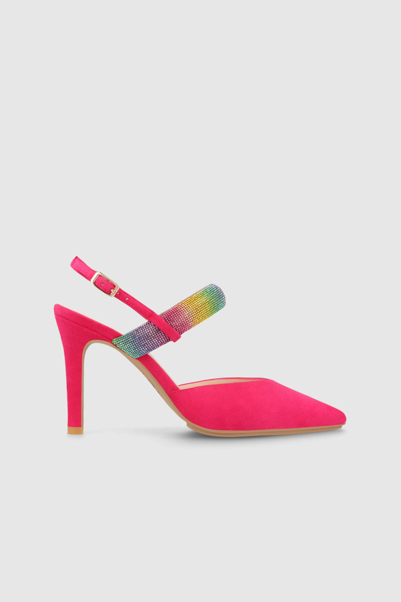 Sapatos de salto slingback em camurça - Fúcsia