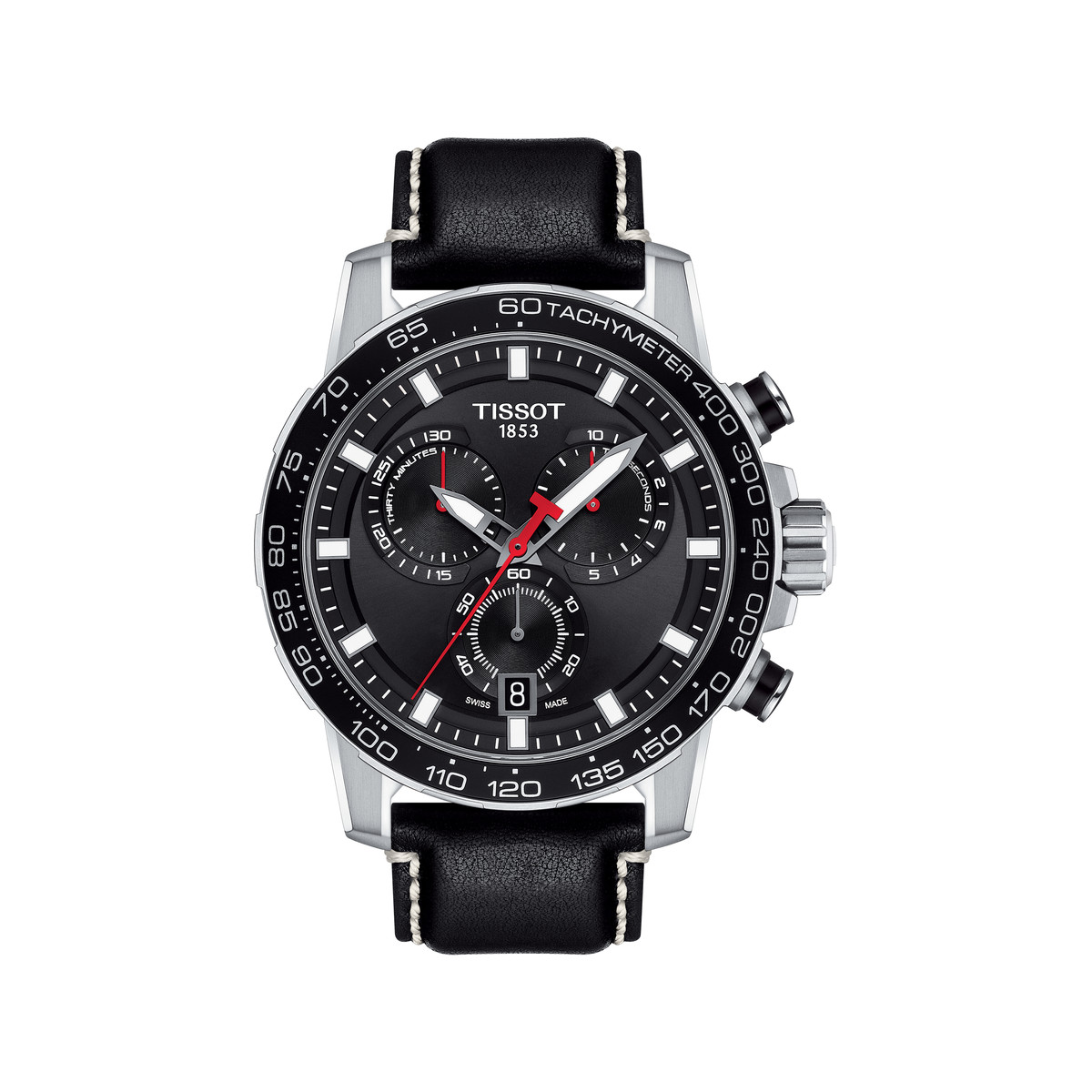 Montre Tissot homme chronographe  acier cuir noir