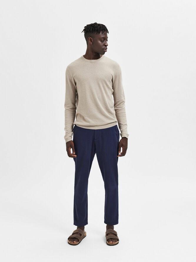 Selected Homme SLHSLIMTAPE-BRODY 172 LINEN PANTS N Mørkeblå