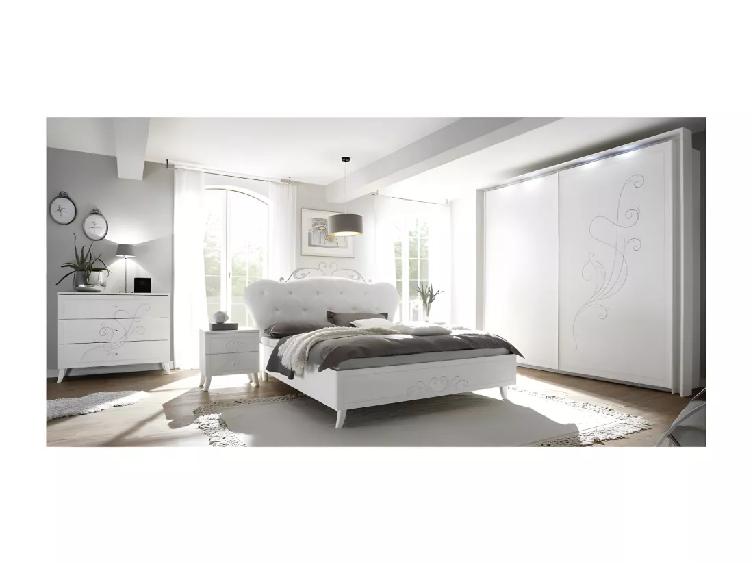 Chambre complète 180x200 Blanc - LADY