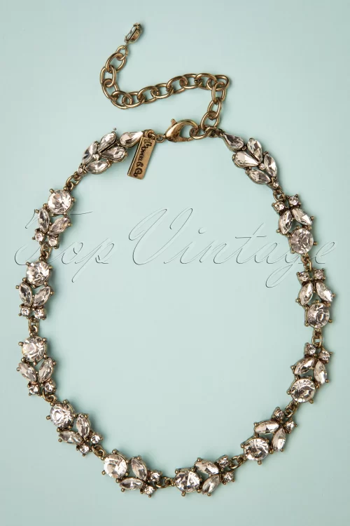 Lovely Crystal Diamond ketting in antiek goud