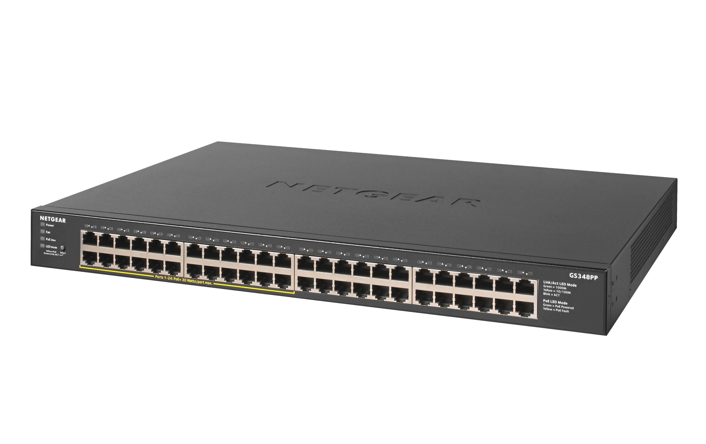 PoE+ Switch GS348PP-100EUS 48 Port<br>unmanaged Gigabit-Ethernet-PoE + -Switch mit 48 Ports von NETGEAR (GS348PP)