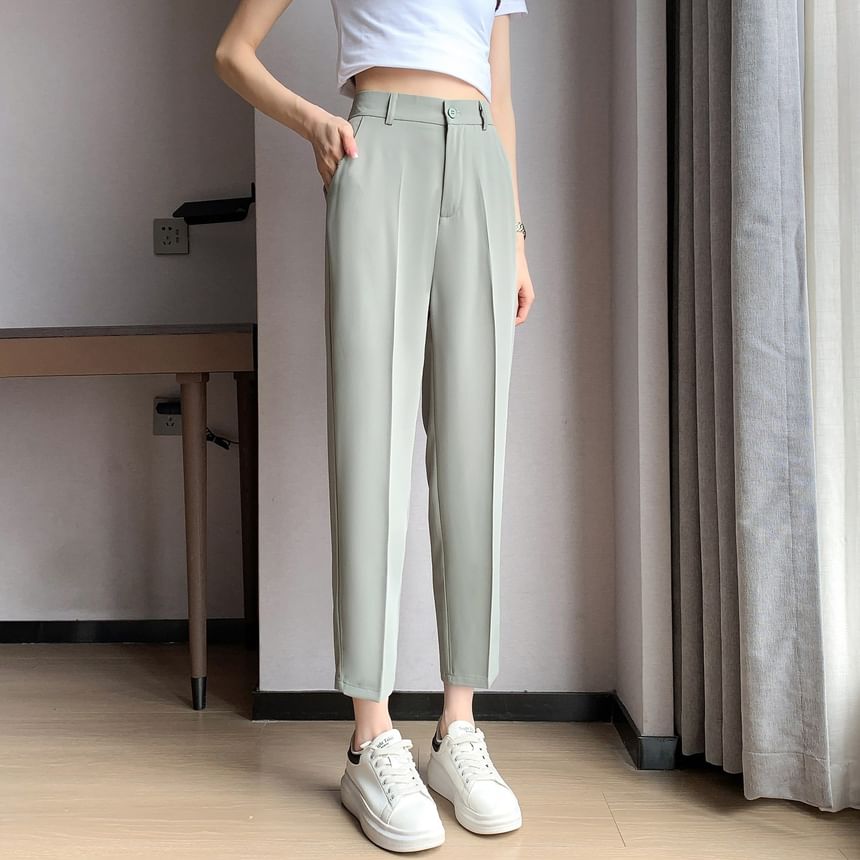 Jaqmine - Hoge taille effen rechte broek (verschillende ontwerpen)
