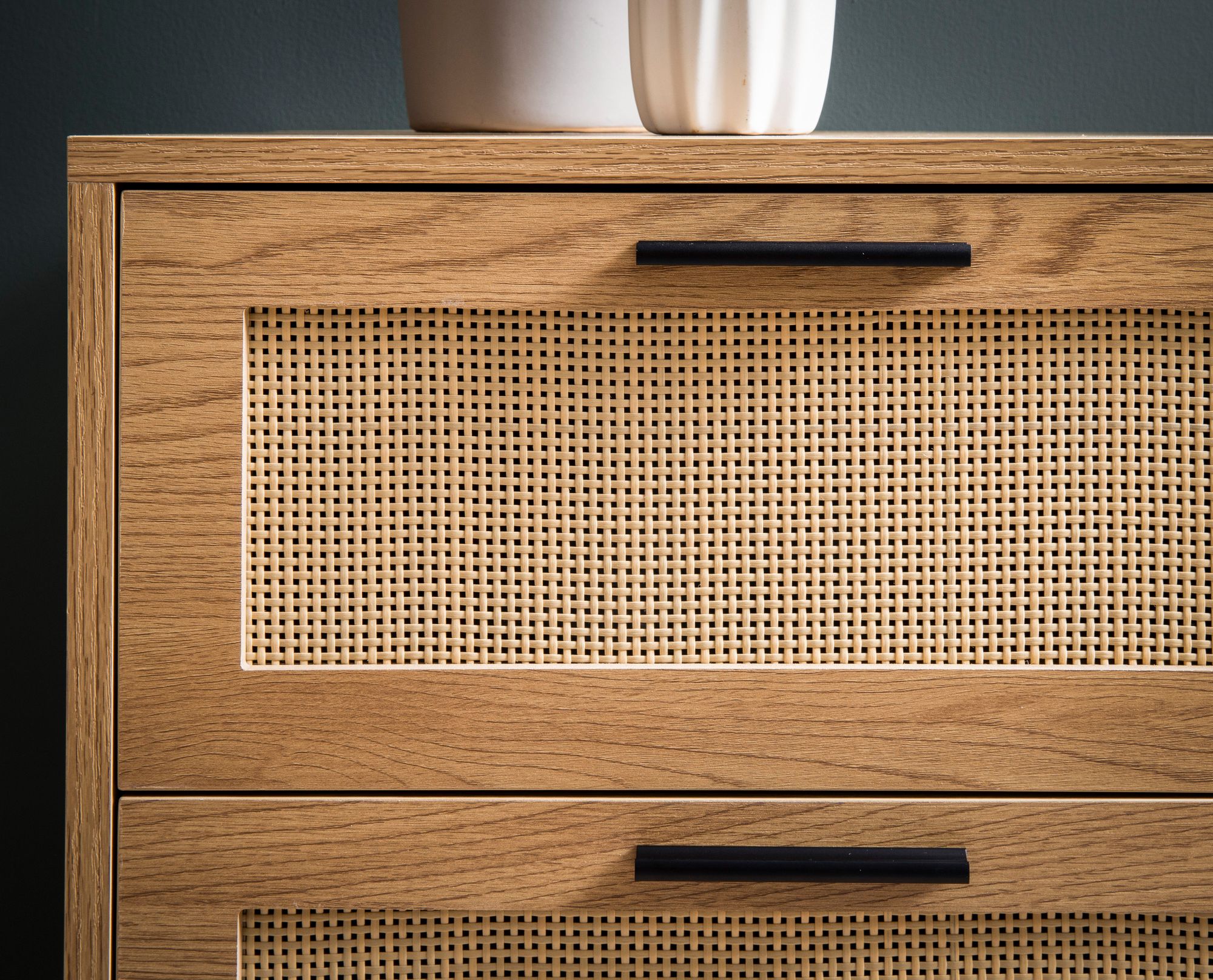 Kommode FineBuy Sideboard 80x82x36 cm Eiche Rattan Schubladenkommode Modern