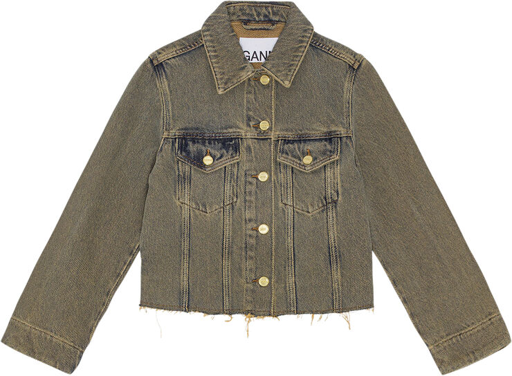 Ganni Overdyed Heavy Denim Jacket Shitake