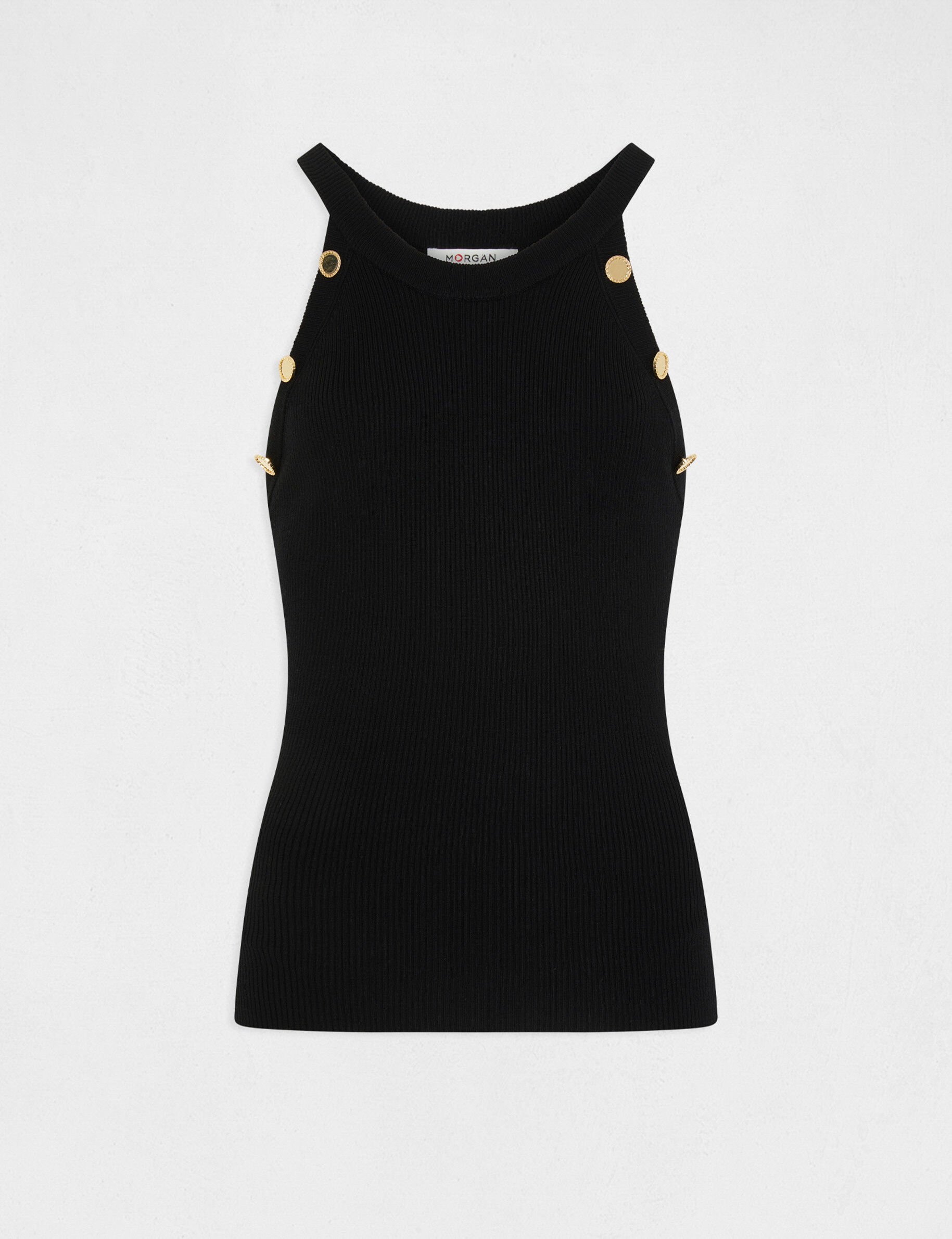 Pull débardeur avec boutons noir femme - noir