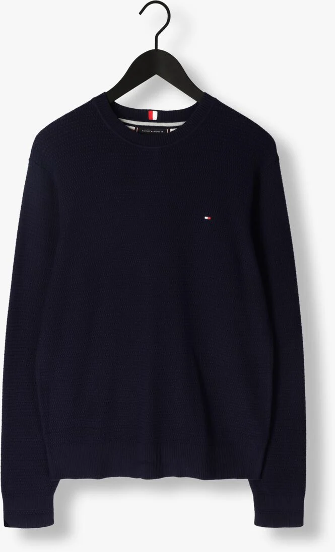 TOMMY HILFIGER donkerblauwe tommy hilfiger sweater interlaced structure crew neck