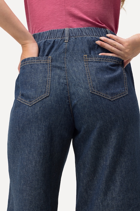 Culotte, Leinenmix, weites Bein, Elastikbund