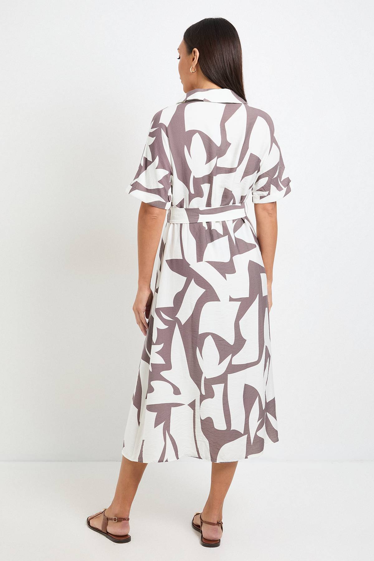 Wallis Robe Chemise À Col Imprimé Abstrait D'été