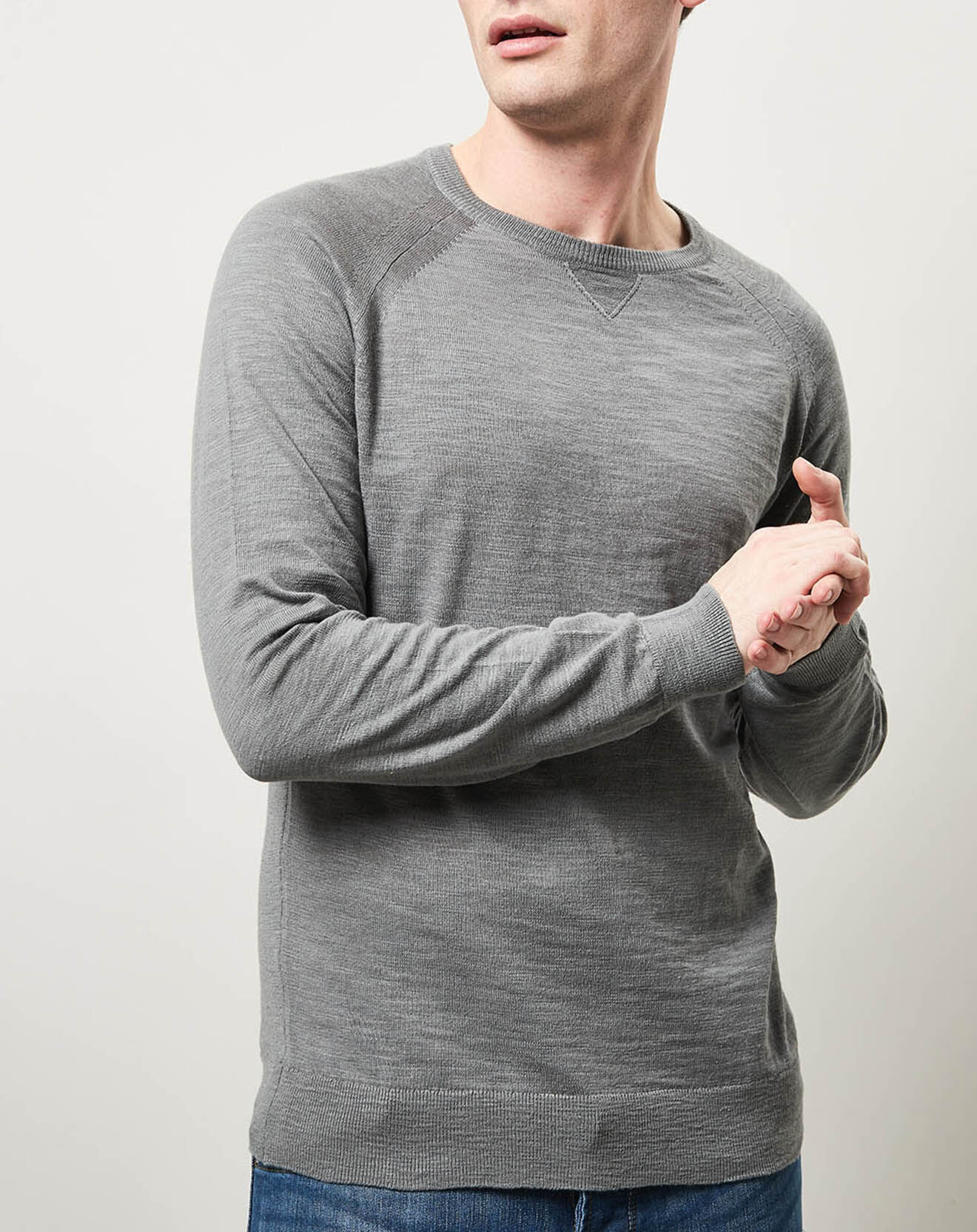 Hartford Pull Crew Slub gris foncé