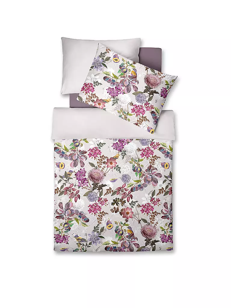 FLEURESSE Satin Bettwäsche SPRING ART 70x90cm / 140x200cm Rosa-Rot rosa