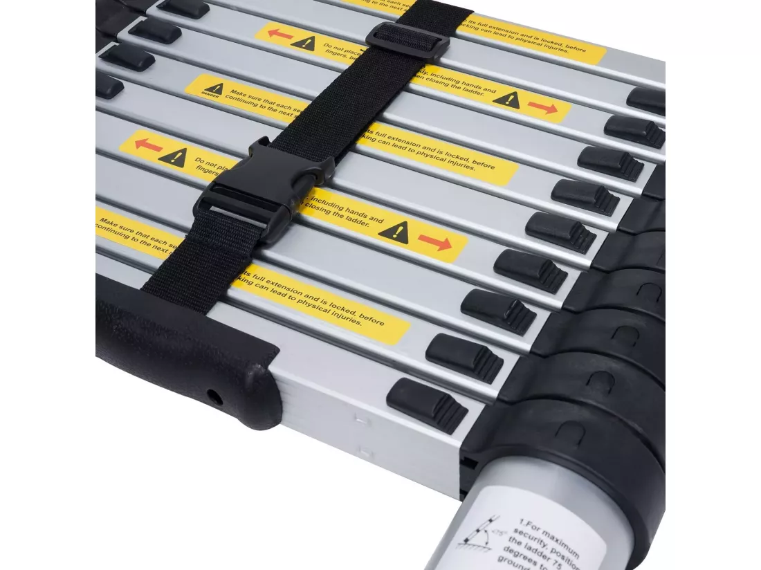 Échelle télescopique de 2,6 m en Aluminium - Escabeau Pliant - 9 barreaux - avec Pieds Antidérapants - Charge Max 150 kg