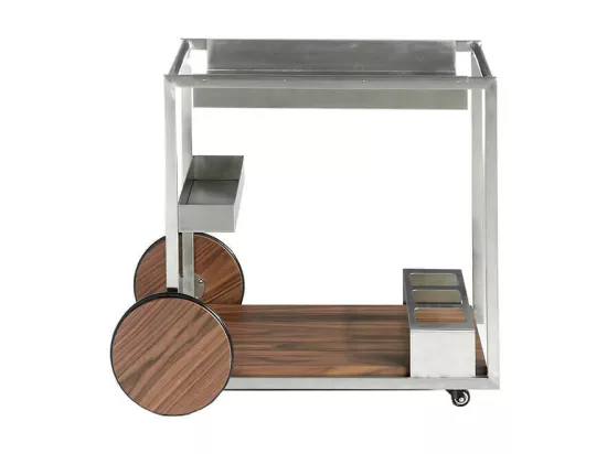 Chariot de minibar en acier poli et bois 3116 ANGEL CERDA