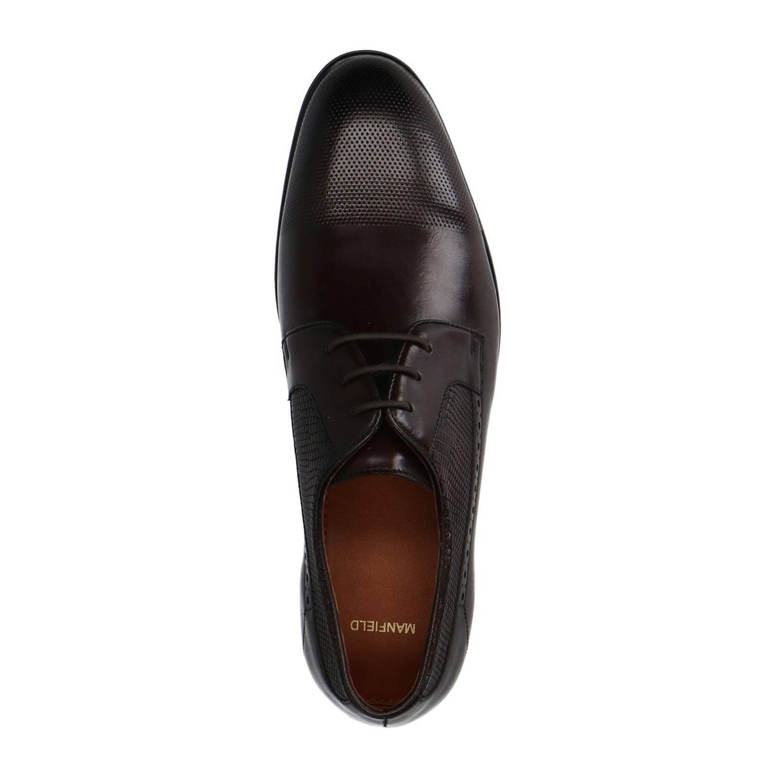 Manfield leren veterschoenen donkerbruin