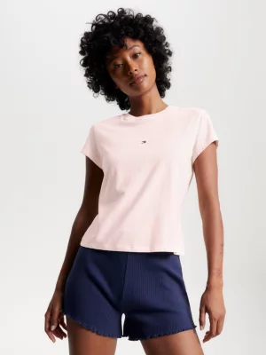 Camiseta de malha slim fit com logo essencial