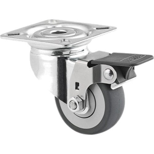 TENTE 2475 PJP 050 P40 grijs zwenkwiel met rem 50 mm