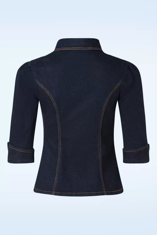 Rock-a-Booty Lisa denim blouse in klassiek blauw