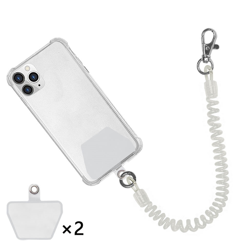 (20-90cm) Anti-Lost Universal Spiralkabel Handykette für Schutzhülle   2x Selbstklebende Einlagen - Transparent