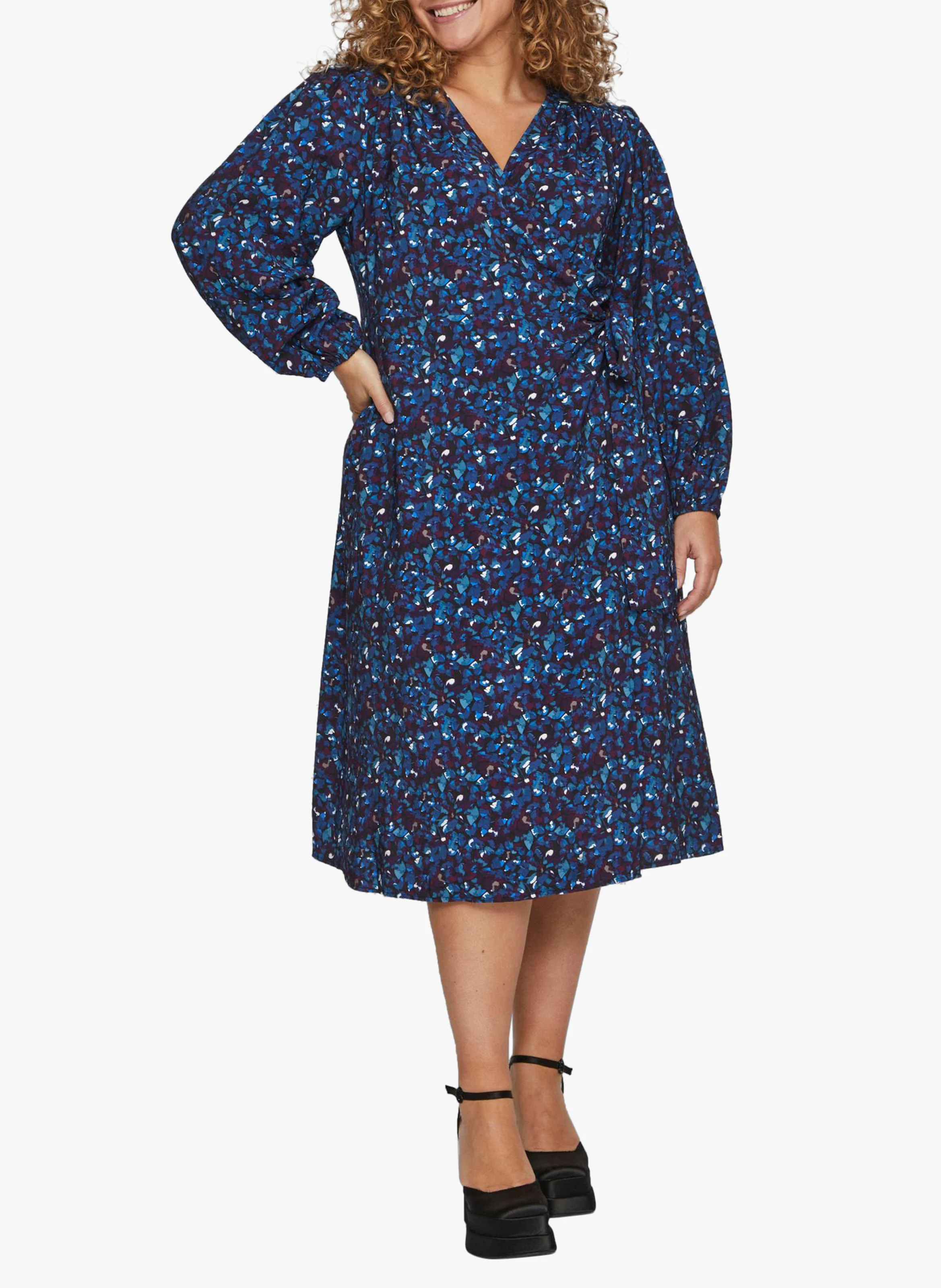 ZUGO WILO - Robe midi portefeuille imprimée| Noir
