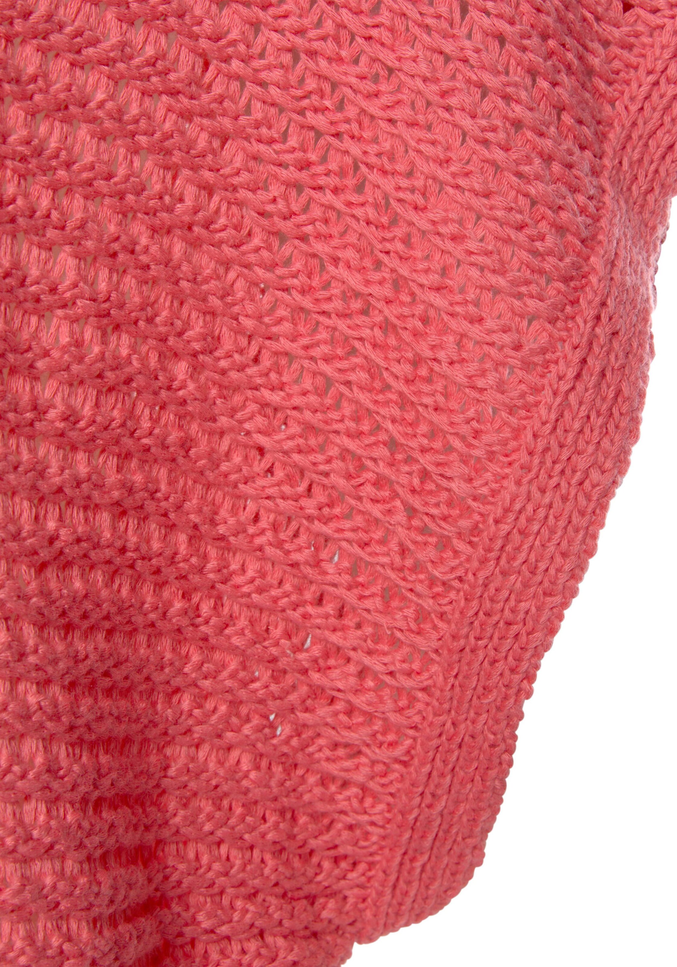 LASCANA Kurzarmpullover in koralle