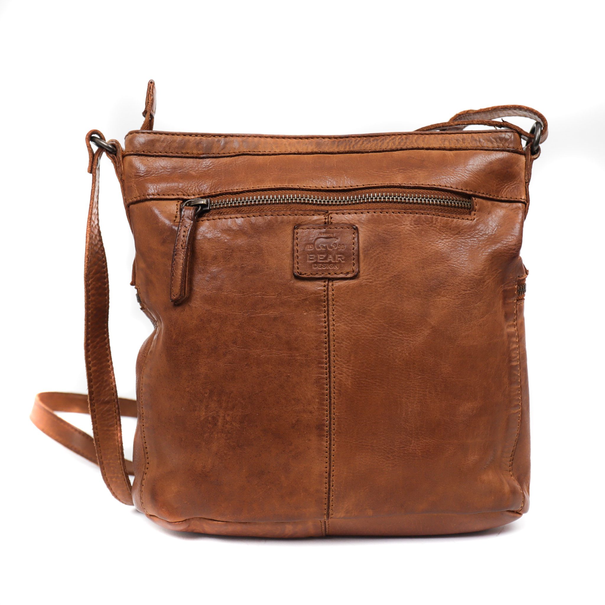 Bear Design Cow Lavato Schoudertas Chessi Cognac CL35556