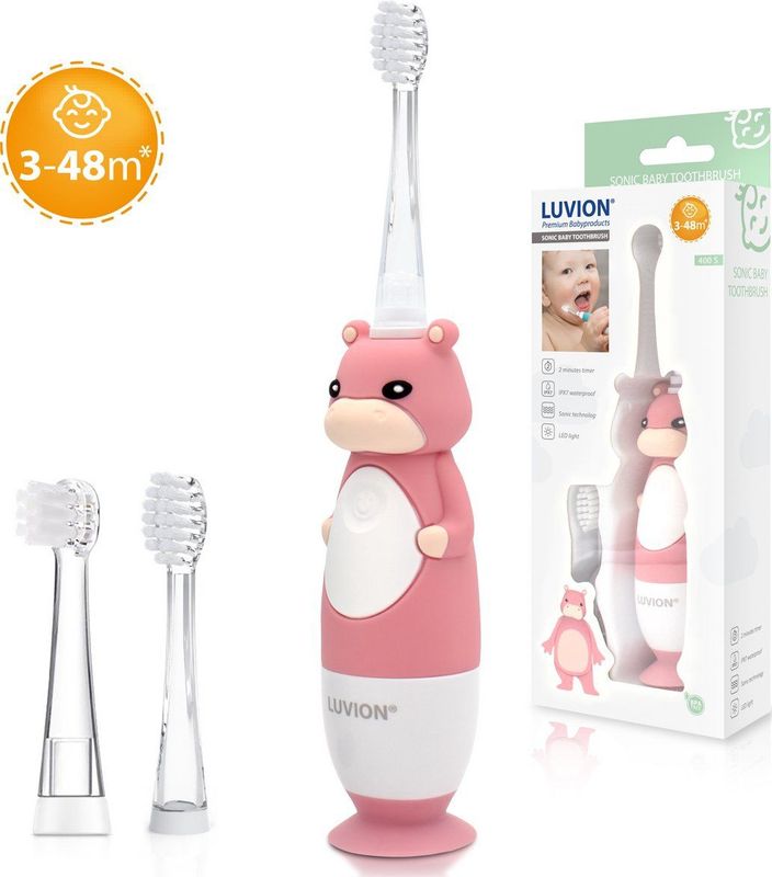 LUVION - 400S Hippo - Sonische Elektrische Tandenborstel - Voor Baby en Peuter - 0 t/m 4 Jaar - Met Timer
