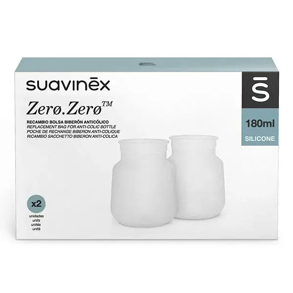 Sachês de reposição para mamadeira anticólica Suavinex Zero.Zero 180ml