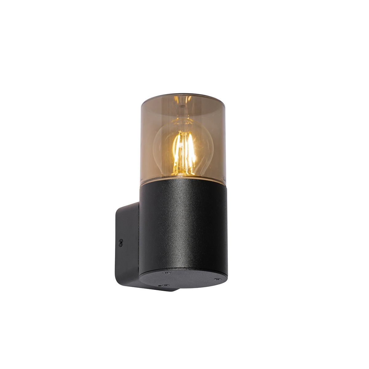 Moderne zwarte buitenwandlamp met gerookte kap IP44 - Odense