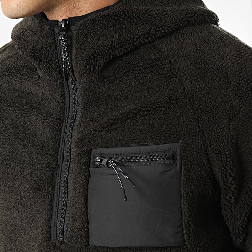 Veste Col Zippé Capuche Polaire 242 Vert Kaki