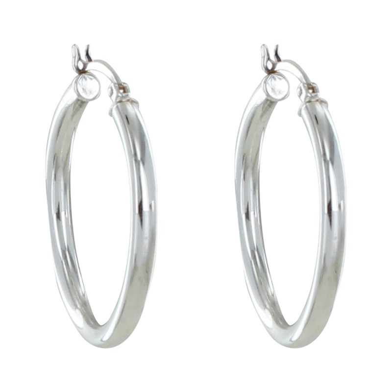 Boucles d'Oreilles Argent Moyennes Créoles Rondes 3cm