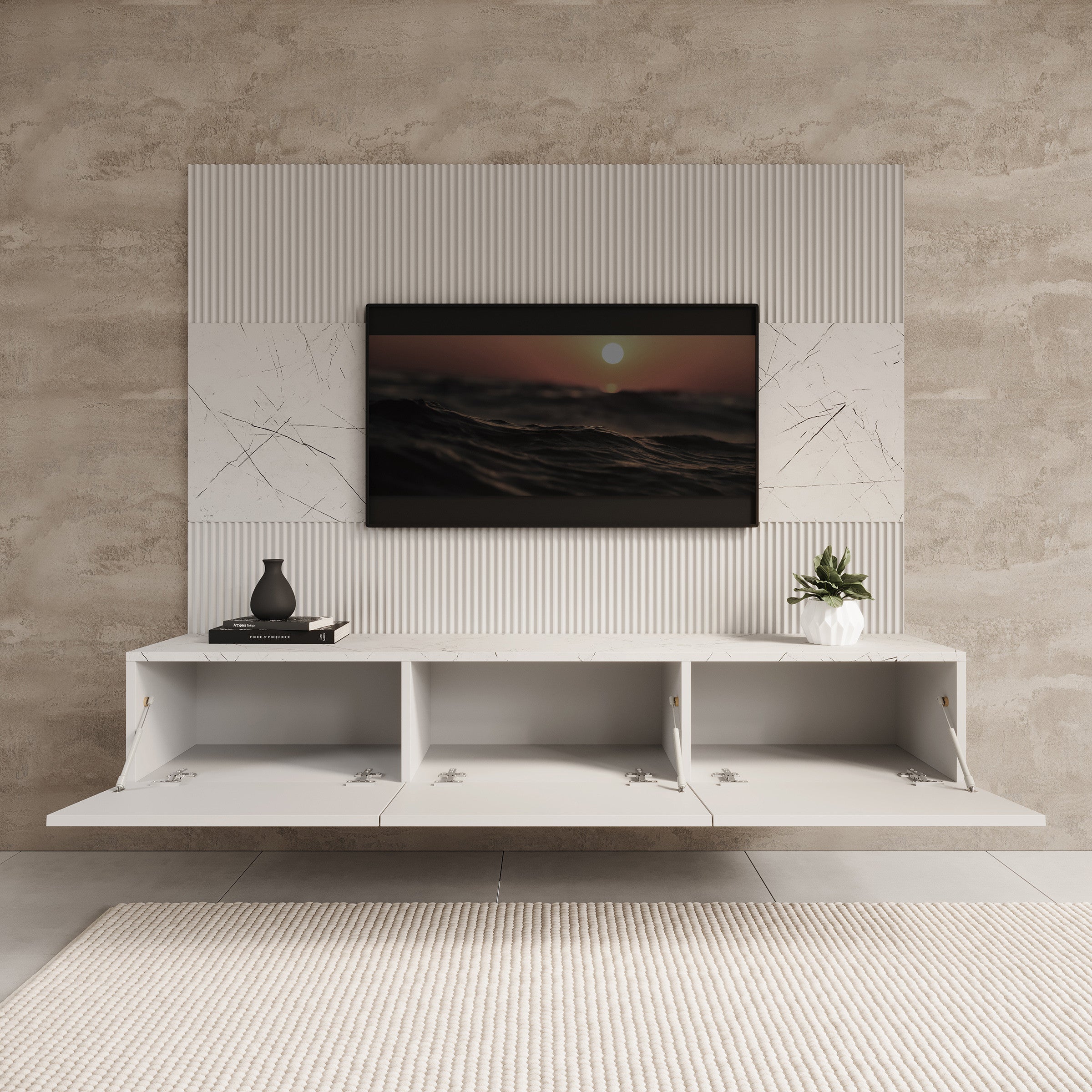 Meubella - TV-Meubel Dominic - Wit - 180 cm